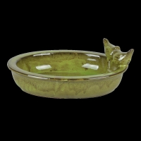 Vogeltränke Keramik grün oval