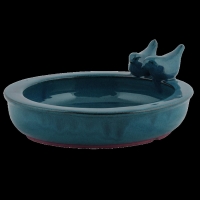 Vogeltränke Keramik blau rund