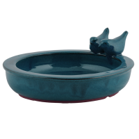 Vogeltränke Keramik blau rund