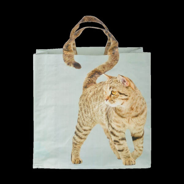 Einkaufstasche Katze beige